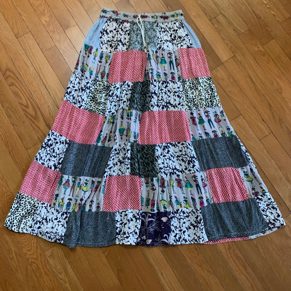 Jack pot NY patchwork pattern skirt OSFM fun flirty Boho
